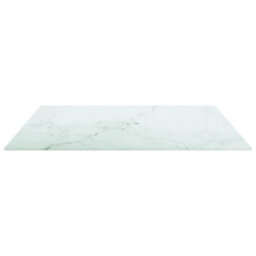 Berkfield Table Top White 70X70 Cm 6 mm Tempered Glass With Marble Design - thumbnail 3