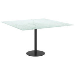 Berkfield Table Top White 70X70 Cm 6 mm Tempered Glass With Marble Design - thumbnail 4