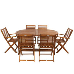 Charles Bentley Fsc Acacia Hardwood Furniture Set With Extendable Table & 6 Chai - thumbnail 2