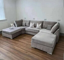 Home & Love Luxury Bishop U Shape Corner Sofa - Silver