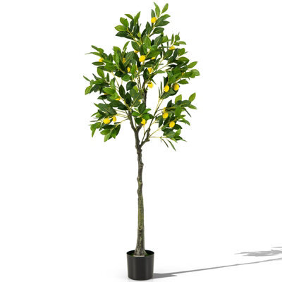 Costway 160Cm Artificial Lemon Tree Tall Fake Lemon Plant With Lemon Fruits - image 1
