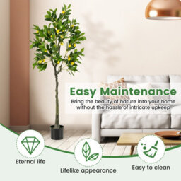 Costway 160Cm Artificial Lemon Tree Tall Fake Lemon Plant With Lemon Fruits - thumbnail 8