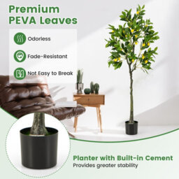Costway 160Cm Artificial Lemon Tree Tall Fake Lemon Plant With Lemon Fruits - thumbnail 6