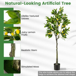 Costway 160Cm Artificial Lemon Tree Tall Fake Lemon Plant With Lemon Fruits - thumbnail 7