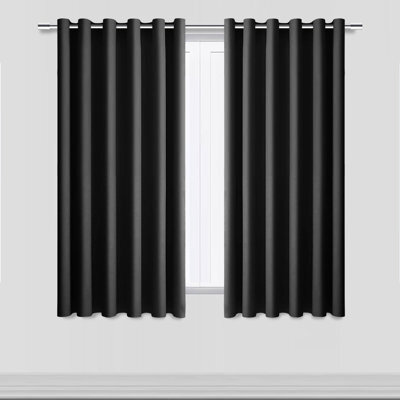 Moonlight Bedding Blackout Polyester Curtain Thermal Natural Dark Grey Curtains With Eyelet Header (Pair) 46X54Inch (117X137Cm) - image 1