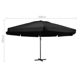 Berkfield Outdoor Parasol With Aluminium Pole 500 Cm Black - thumbnail 6