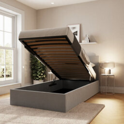 Gfw End Lift Ottoman Bed 90Cm Velvet Charcoal Grey Single - thumbnail 3