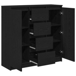 Berkfield Sideboard With Drawers Black Oak 100.5X35X98.5 Cm Engineered Wood - thumbnail 5