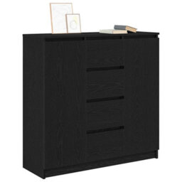 Berkfield Sideboard With Drawers Black Oak 100.5X35X98.5 Cm Engineered Wood - thumbnail 4