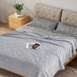 Thehotsale Milk Velvet 3D Leaves Comfortable Soft Warm Plush Fuzzy Throw Blanket Livingroom Bedroom Pation Grey 150Cm L X 100Cm W - thumbnail 3
