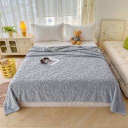 Thehotsale Milk Velvet 3D Leaves Comfortable Soft Warm Plush Fuzzy Throw Blanket Livingroom Bedroom Pation Grey 150Cm L X 100Cm W - thumbnail 4