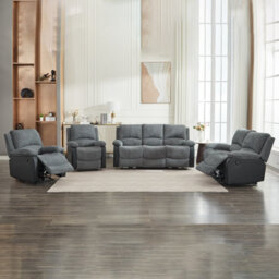 Electric Reclining Sofa Set, Corduroy Fabric Recliner Sectional Sofa Suite - 1+1+2+3 Set - thumbnail 3