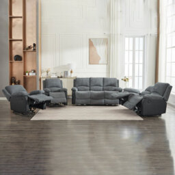 Electric Reclining Sofa Set, Corduroy Fabric Recliner Sectional Sofa Suite - 1+1+2+3 Set - thumbnail 2