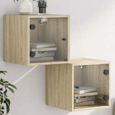 Berkfield Bedside Cabinets With Glass Doors 2 Pcs Sonoma Oak 35X37X35 Cm - image 1