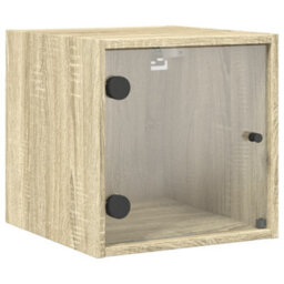Berkfield Bedside Cabinets With Glass Doors 2 Pcs Sonoma Oak 35X37X35 Cm - thumbnail 6