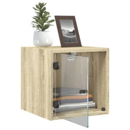 Berkfield Bedside Cabinets With Glass Doors 2 Pcs Sonoma Oak 35X37X35 Cm - thumbnail 5