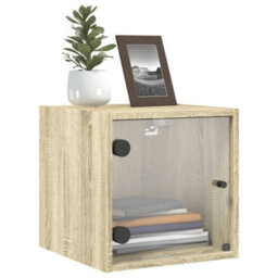 Berkfield Bedside Cabinets With Glass Doors 2 Pcs Sonoma Oak 35X37X35 Cm - thumbnail 4