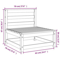 Walplus Garden Sofa Armless 70X70X67 Cm Solid Wood Pine - thumbnail 8