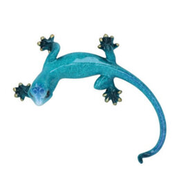 AB Tools Blue Speckled Gecko Lizard Resin Wall Shed Sculpture Decor Statue Small House - thumbnail 3