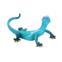 AB Tools Blue Speckled Gecko Lizard Resin Wall Shed Sculpture Decor Statue Small House - thumbnail 4