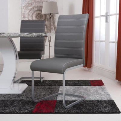 Chelsea Grey Leather Effect Cantilever Dining Chair - Chrome Legs - image 1