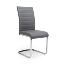 Chelsea Grey Leather Effect Cantilever Dining Chair - Chrome Legs - thumbnail 2