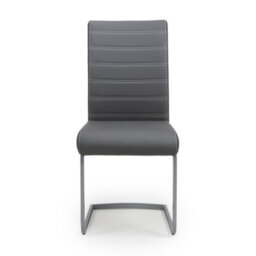 Chelsea Grey Leather Effect Cantilever Dining Chair - Chrome Legs - thumbnail 5