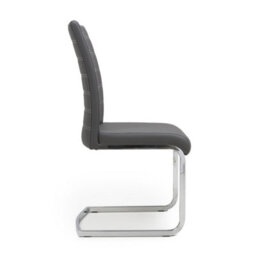 Chelsea Grey Leather Effect Cantilever Dining Chair - Chrome Legs - thumbnail 4