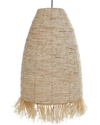 Wyld and Coco Bohonest Pendant Lamp - Handwoven Corn Husk Shade With Wicker & Seagrass, Black Iron Base, W40 X H156Cm - image 1