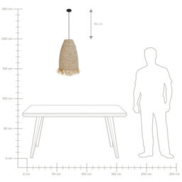 Wyld and Coco Bohonest Pendant Lamp - Handwoven Corn Husk Shade With Wicker & Seagrass, Black Iron Base, W40 X H156Cm - thumbnail 8
