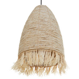 Wyld and Coco Bohonest Pendant Lamp - Handwoven Corn Husk Shade With Wicker & Seagrass, Black Iron Base, W40 X H156Cm - thumbnail 4