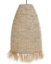 Wyld and Coco Bohonest Pendant Lamp - Handwoven Corn Husk Shade With Wicker & Seagrass, Black Iron Base, W40 X H156Cm - thumbnail 1