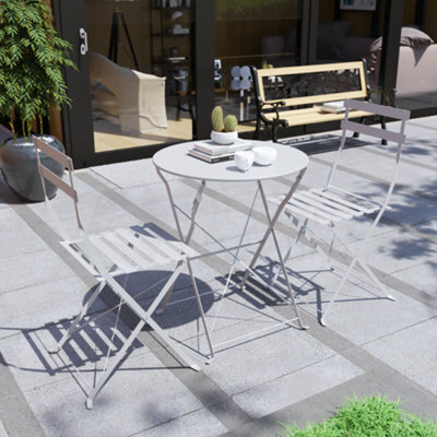 Lassic Garden Vida Porto 2 Seater Light Grey Metal Bistro Set Foldable Patio Furniture - image 1