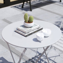 Lassic Garden Vida Porto 2 Seater Light Grey Metal Bistro Set Foldable Patio Furniture - thumbnail 3