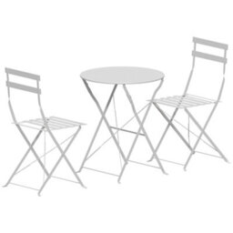 Lassic Garden Vida Porto 2 Seater Light Grey Metal Bistro Set Foldable Patio Furniture - thumbnail 9