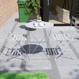 Lassic Garden Vida Porto 2 Seater Light Grey Metal Bistro Set Foldable Patio Furniture - thumbnail 7
