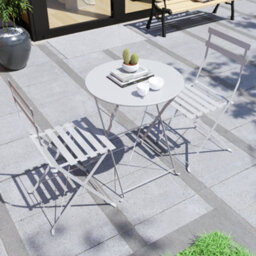 Lassic Garden Vida Porto 2 Seater Light Grey Metal Bistro Set Foldable Patio Furniture - thumbnail 8