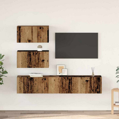 Berkfield Tv Cabinet Set 4 Pcs Old Wood 80 X 30 X 30 Cm Engineered Wood - image 1