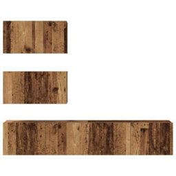 Berkfield Tv Cabinet Set 4 Pcs Old Wood 80 X 30 X 30 Cm Engineered Wood - thumbnail 7