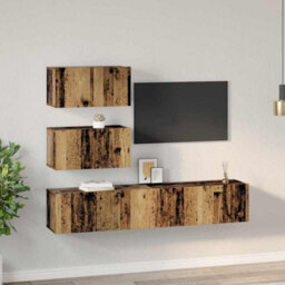 Berkfield Tv Cabinet Set 4 Pcs Old Wood 80 X 30 X 30 Cm Engineered Wood - thumbnail 4