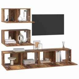 Berkfield Tv Cabinet Set 4 Pcs Old Wood 80 X 30 X 30 Cm Engineered Wood - thumbnail 3