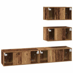 Berkfield Tv Cabinet Set 4 Pcs Old Wood 80 X 30 X 30 Cm Engineered Wood - thumbnail 9