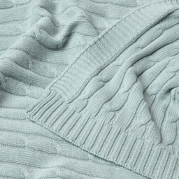 Homescapes Cotton Cable Knit Throw Duck Egg Blue, 150 X 200 Cm - thumbnail 6