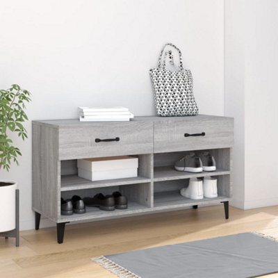 Vidaxl Shoe Cabinet Grey Sonoma 102X35X55 Cm Engineered Wood - image 1