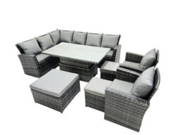 Fimous Poly Rattan Outdoor Patio Height Adjustable Rising Lifting Table Corner Sofa Set With 3 Stool,2 Chairs For Garden - thumbnail 2