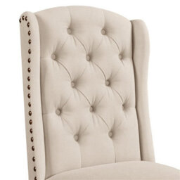 Beige Dining Chairs Set Of 2 Button Tufted Upholstered Dining Chairs With Wing Design - thumbnail 5