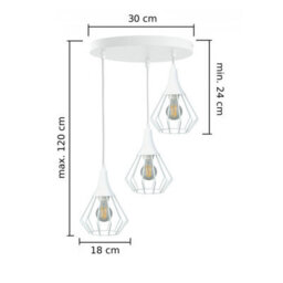 Luminosa Lighting Luminosa Selene Cluster Pendant Ceiling Light White 3X E27 - thumbnail 2