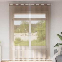 Berkfield Voile Curtains With Grommets 2 Pcs Light Brown - thumbnail 1