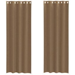 Berkfield Voile Curtains With Grommets 2 Pcs Light Brown - thumbnail 2