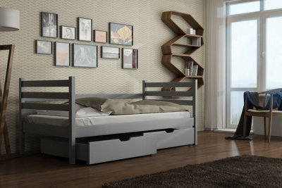 Arte Melani Grey 90 X 190Cm Single Bed With Storage - Foam Mattress Included - image 1
